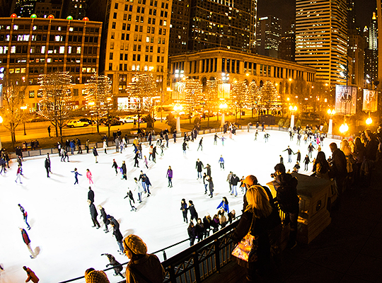 People ice skating at Millennium Park