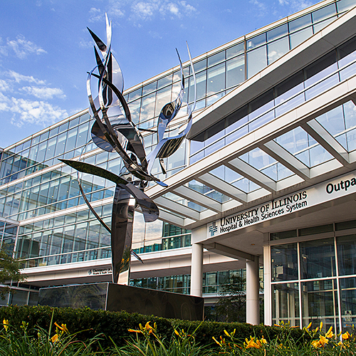 Sculpture outside Outpatient Cancer Center