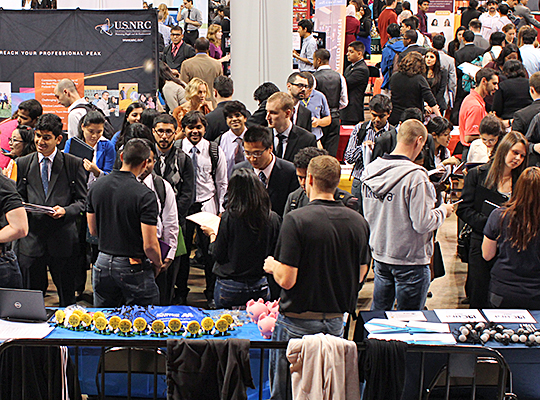 Students at a career fair