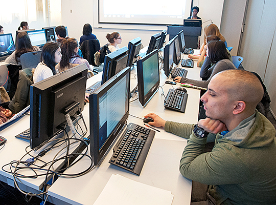 Students working in a computer lab