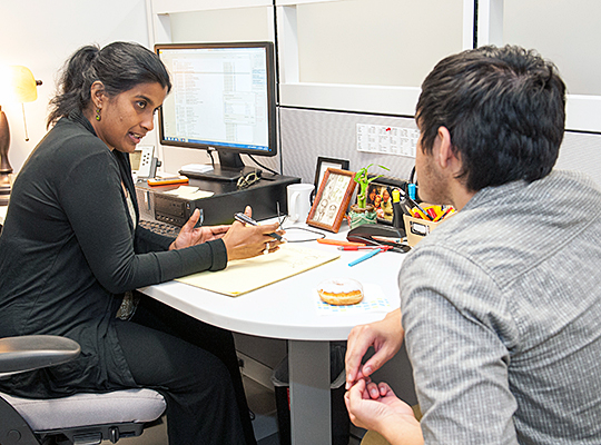 Student talking to advisor