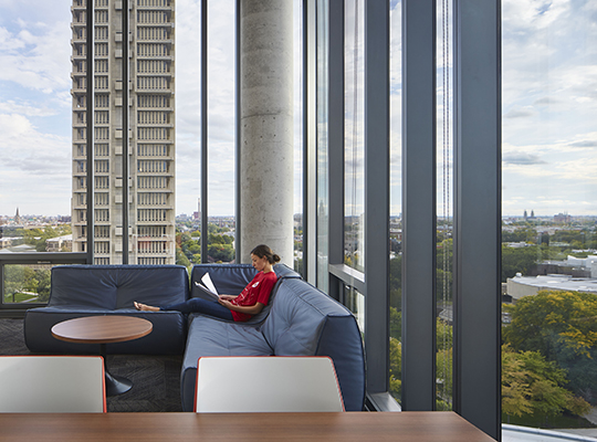 Student studying at the ARC building