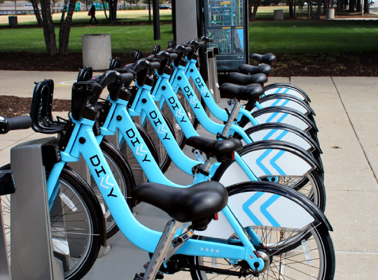 Divvy bikes on campus
